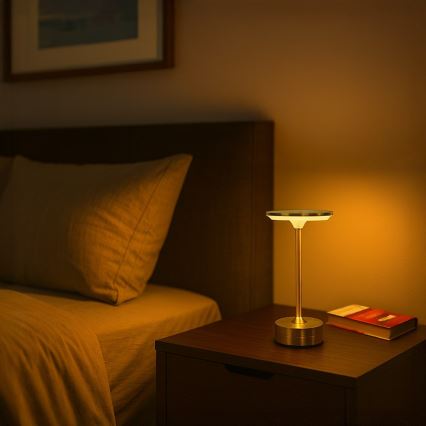 LED-перезаряжаемая сенсорная настольная лампа TAVOLO LED/2,5W/5V 2400 mAh 3000-6000K, золотая