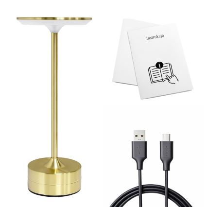 LED-перезаряжаемая сенсорная настольная лампа TAVOLO LED/2,5W/5V 2400 mAh 3000-6000K, золотая