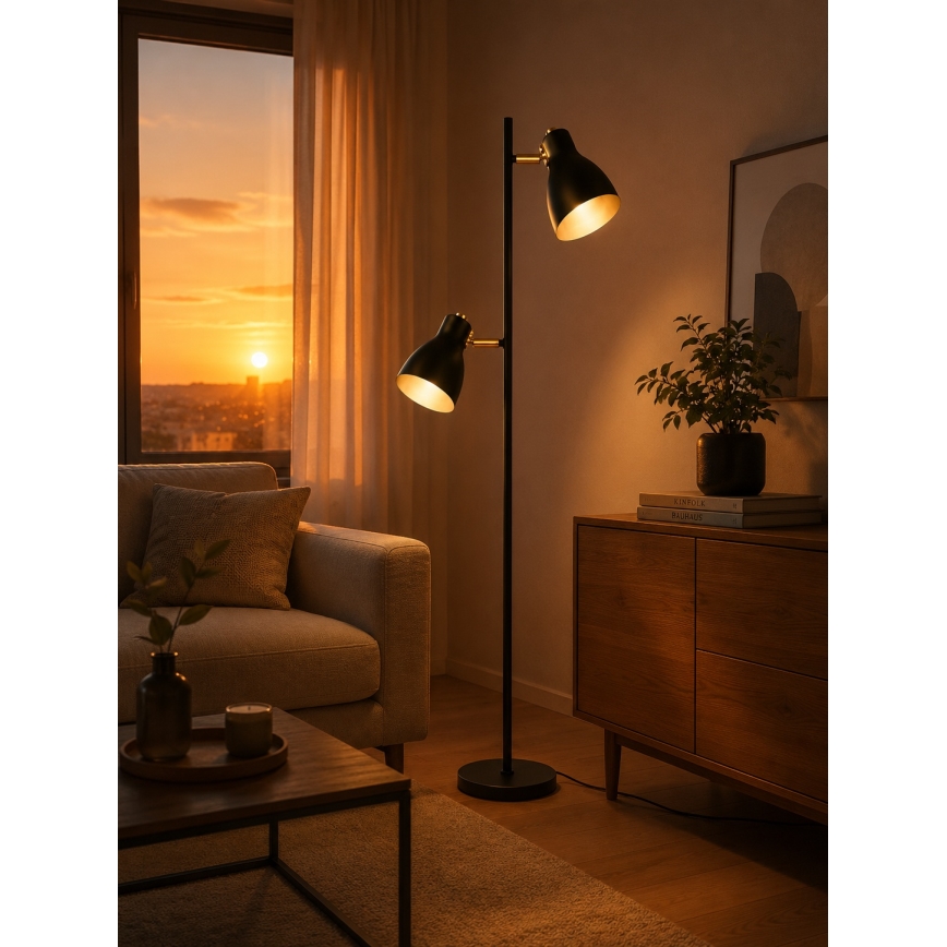 LED підлогова лампа 1xE27/7W/230V 2700K чорна