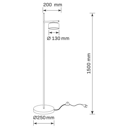 LED підлогова лампа OFELIA 1xGX53/6W/230V чорна/димчаста