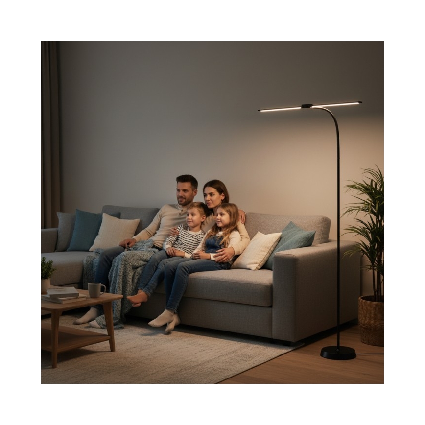 LED-підлогова лампа TEILO з можливістю регулювання яскравості LED/14W/230V 3000/4000/6000K чорна
