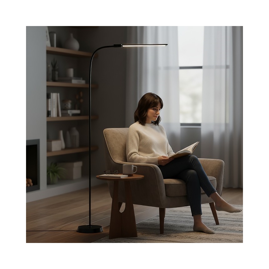 LED-підлогова лампа TEILO з можливістю регулювання яскравості LED/14W/230V 3000/4000/6000K чорна