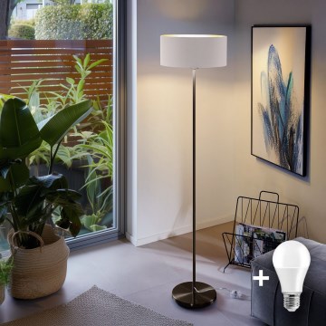 LED підлогова лампа TUNJA 1xE27/20W/230V діам. 38 см чорна/біла