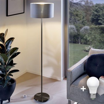 LED-підлогова лампа TUNJA 1xE27/20W/230V, діаметр 30 см, чорна/сіра