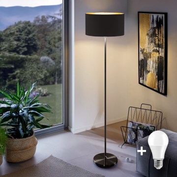 LED підлогова лампа TUNJA 1xE27/20W/230V діаметр 38 см чорна
