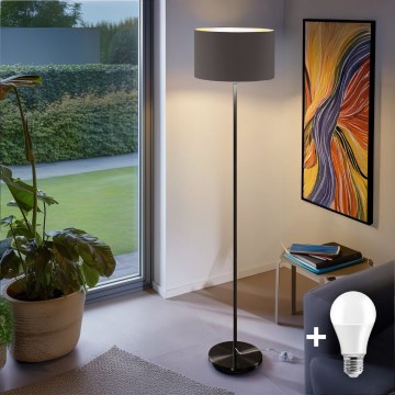 LED підлогова лампа TUNJA 1xE27/20W/230V діаметром 38 см чорна/таупе