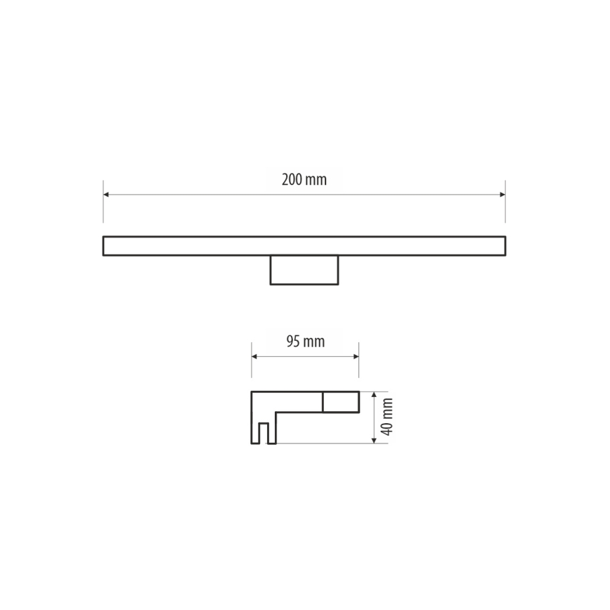 LED Підсвітка для дзеркала для ванної MIRROR LED/4W/230V 20 см IP44 чорний