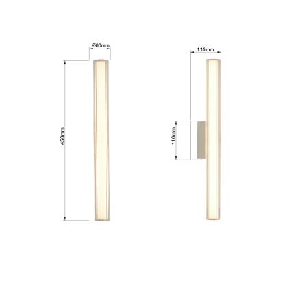 LED освітлення дзеркала LINEA/8 Вт/230 В/3000/4000/6000 К/IP44/45 см, біле