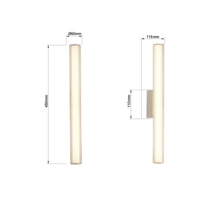 LED-підсвітка дзеркала для ванної LINEA, 8 Вт, 230 В, 3000/4000/6000 К, IP44, 45 см, матовий хром