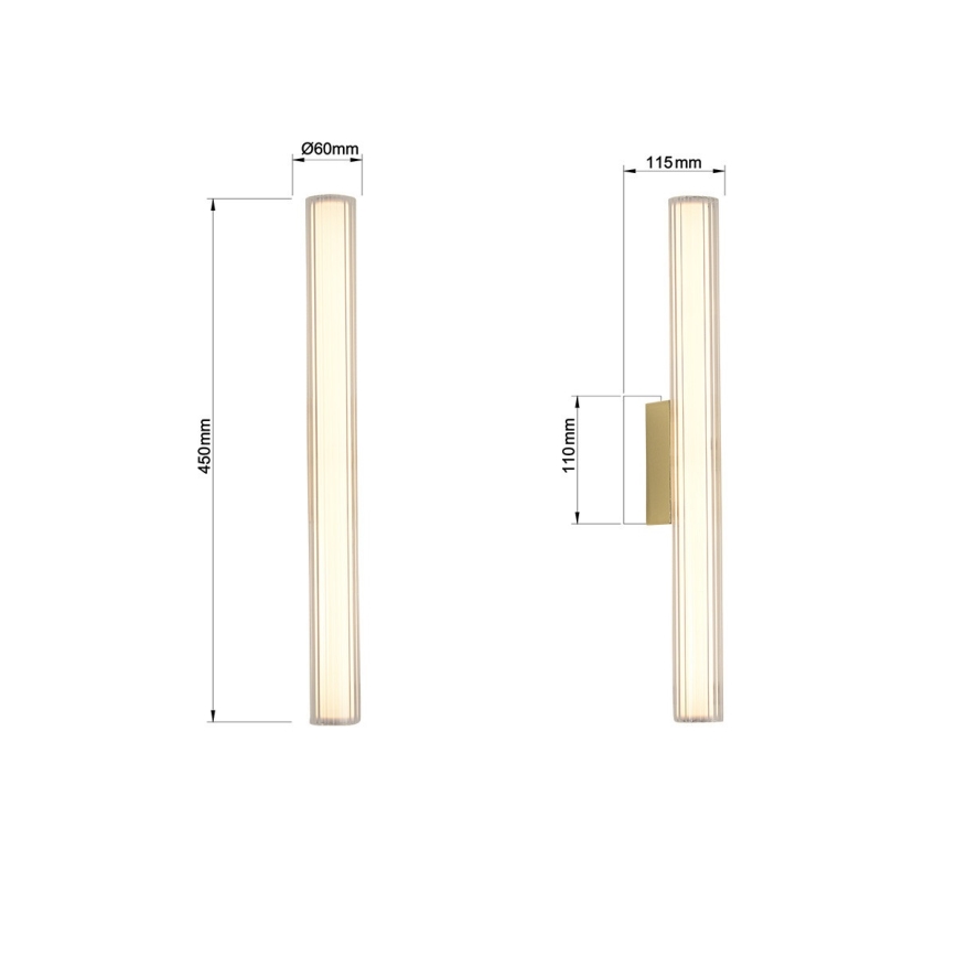 LED-підсвічування дзеркала LINEA, 8W/230V, 3000/4000/6000K, IP44, 45 см, золотисте
