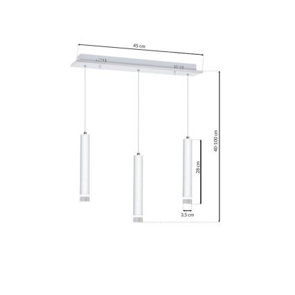 LED Підвісна люстра ALBA 3xLED/15W/230V білий
