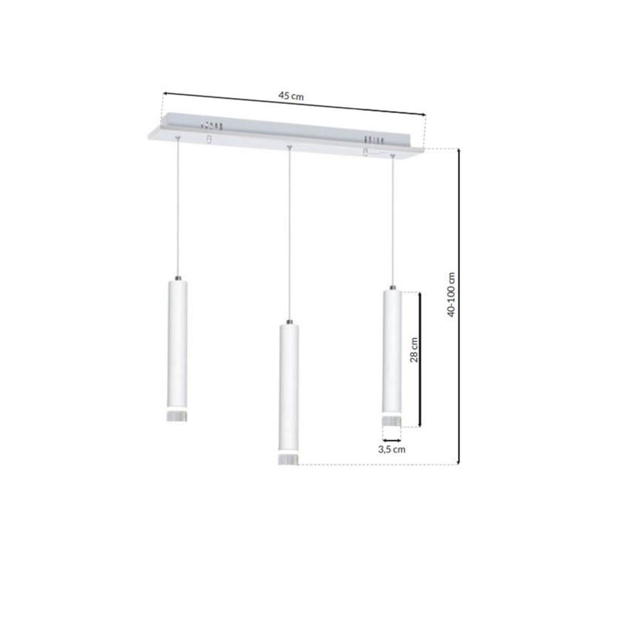 LED Підвісна люстра ALBA 3xLED/15W/230V білий