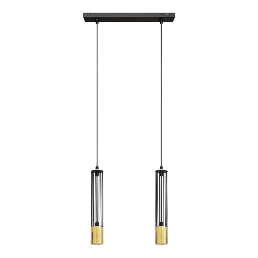 LED Підвісна люстра BARS 2xGU10/4,8W/230V чорний/золотий