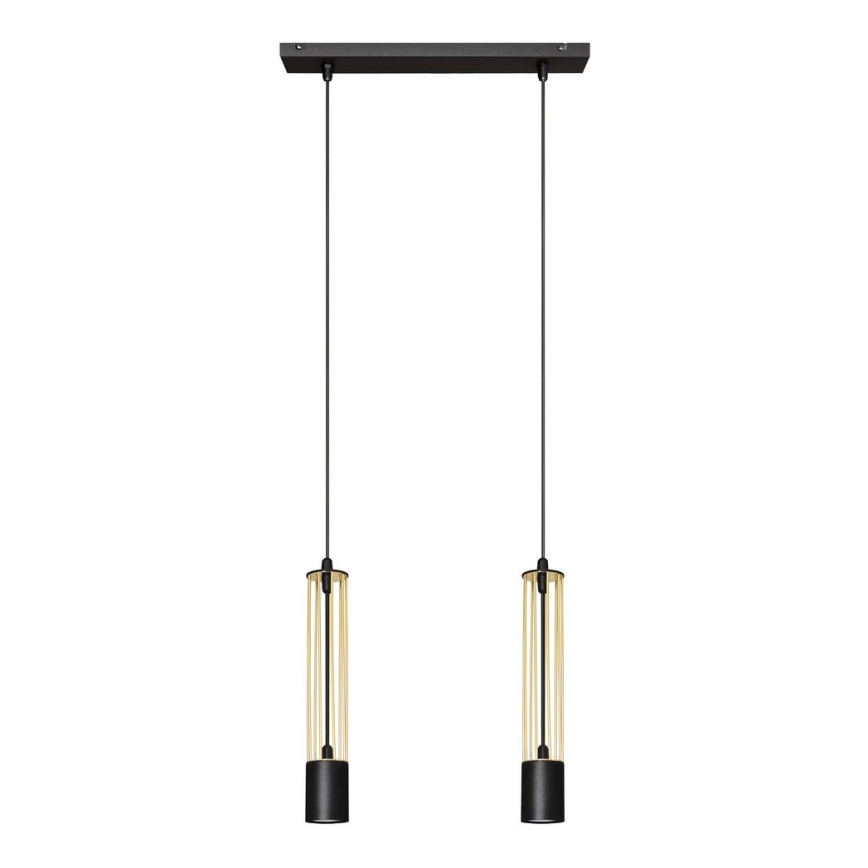 LED Підвісна люстра BARS 2xGU10/4,8W/230V чорний/золотий