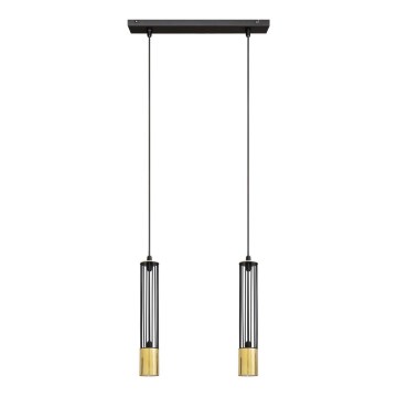 LED Підвісна люстра BARS 2xGU10/4,8W/230V чорний/золотий