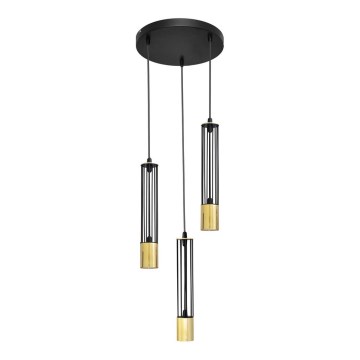 LED Підвісна люстра BARS 3xGU10/4,8W/230V чорний/золотий