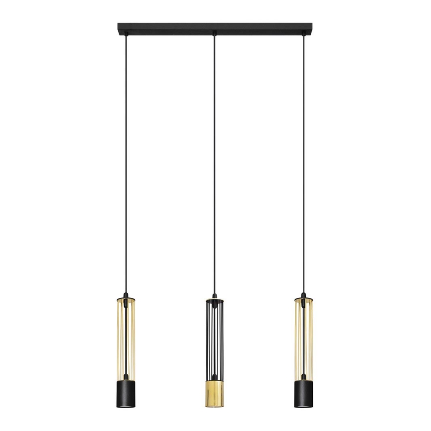 LED Підвісна люстра BARS 3xGU10/4,8W/230V чорний/золотий
