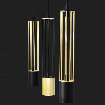 LED Підвісна люстра BARS 3xGU10/4,8W/230V чорний/золотий