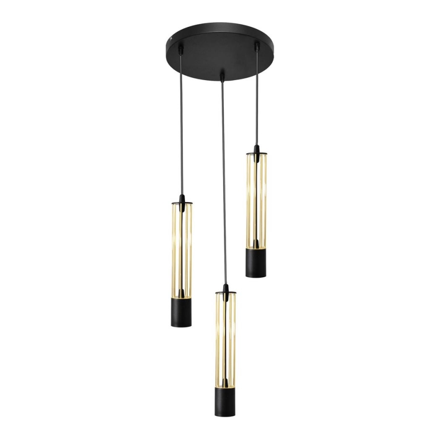 LED Підвісна люстра BARS 3xGU10/4,8W/230V чорний/золотий