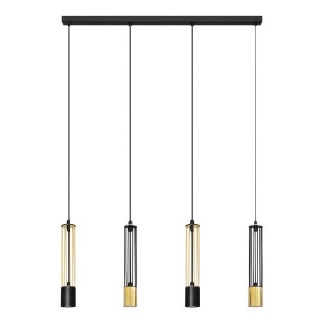 LED Підвісна люстра BARS 4xGU10/4,8W/230V чорний/золотий