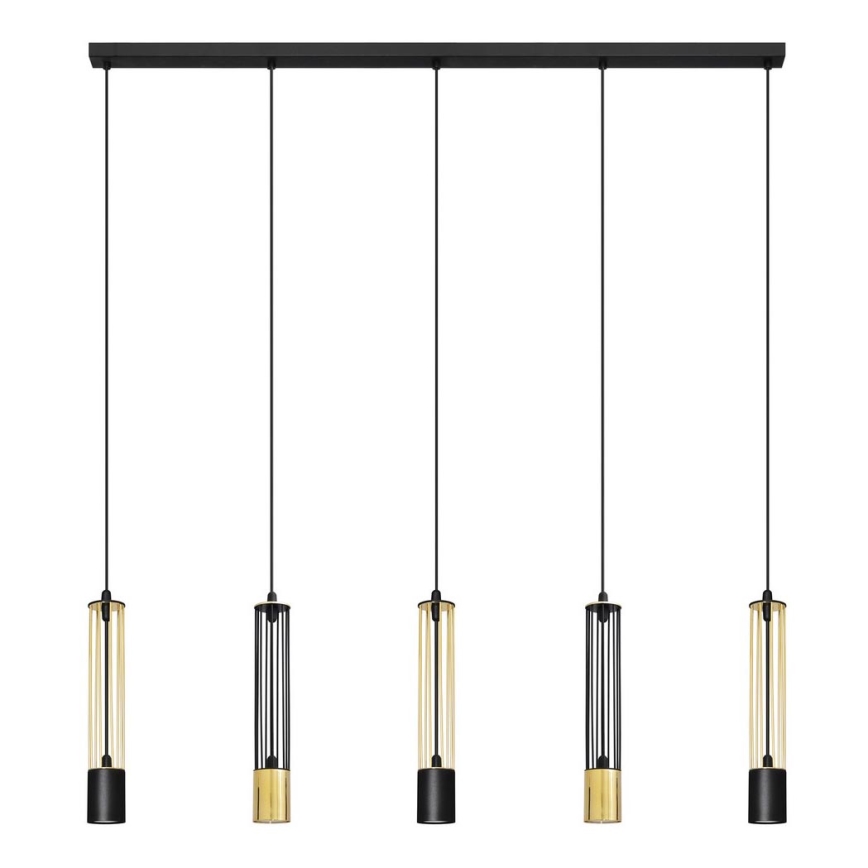 LED Підвісна люстра BARS 5xGU10/4,8W/230V чорний/золотий