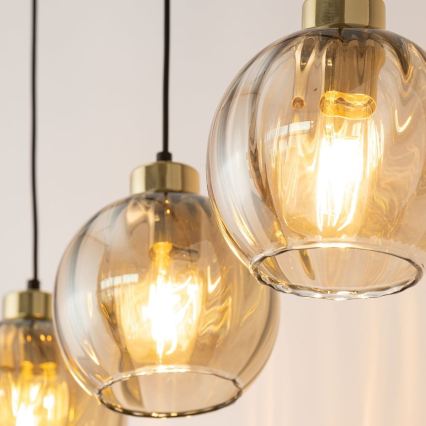 LED підвісна люстра на тросі DEVI 3xE27/15W/230V чорний/димчасто-бежевий