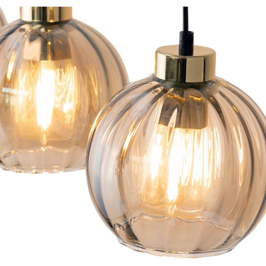 LED підвісна люстра на тросі DEVI 3xE27/15W/230V чорний/димчасто-бежевий