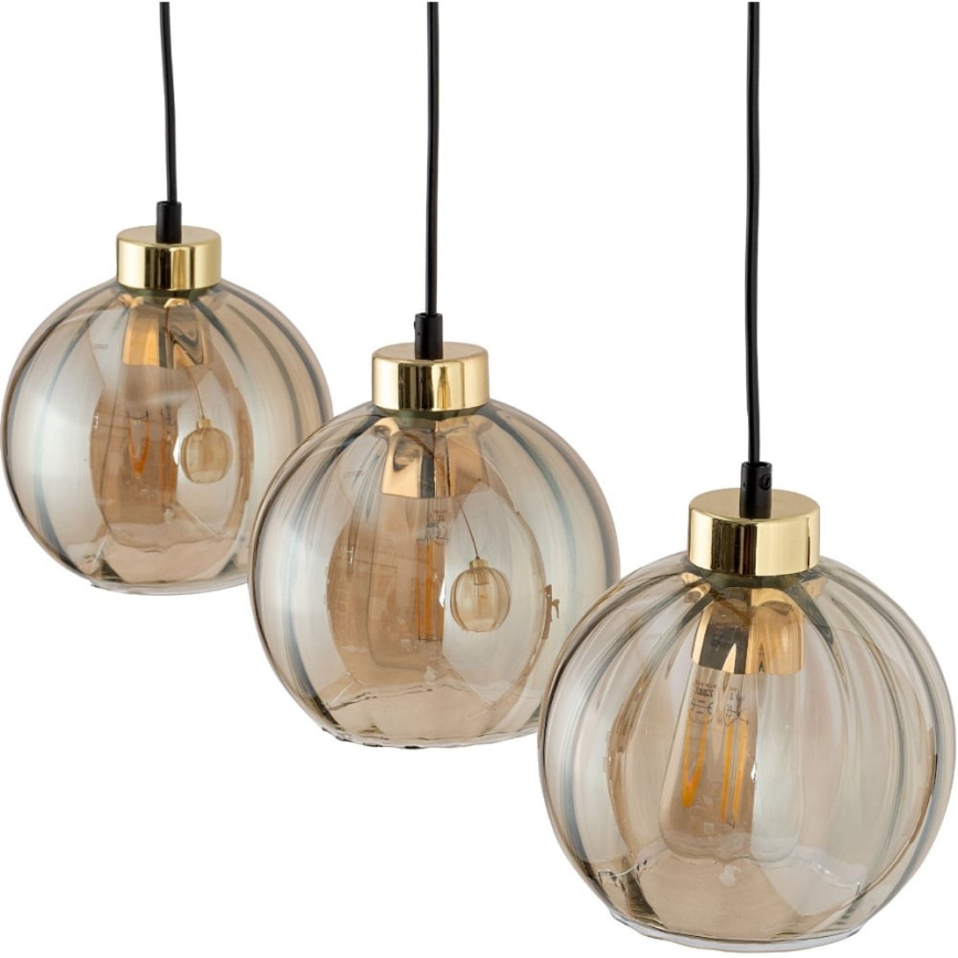 LED підвісна люстра на тросі DEVI 3xE27/15W/230V чорний/димчасто-бежевий