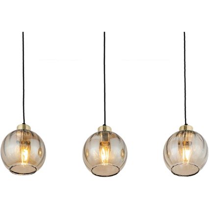 LED підвісна люстра на тросі DEVI 3xE27/15W/230V чорний/димчасто-бежевий