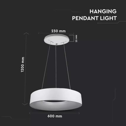 LED-підвісна люстра на тросі з регулюванням яскравості LED/30W/230V