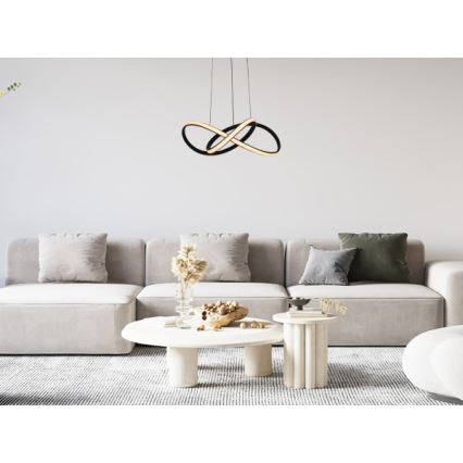 LED-підвісна люстра на тросі з регулюванням яскравості, LED/65W/230V, 3000–6500K, діаметр 49 см + пульт дистанційного керування