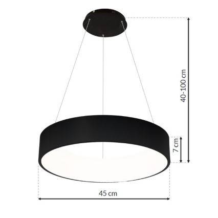 LED Підвісна люстра OHIO BLACK LED/24W/230V
