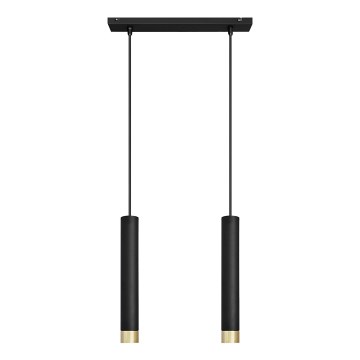 LED Підвісна люстра TUBA 2xGU10/4,8W/230V чорний/золотий