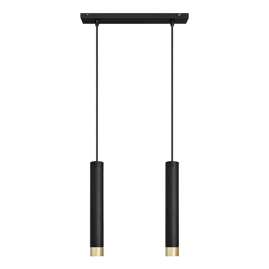 LED Підвісна люстра TUBA 2xGU10/4,8W/230V чорний/золотий
