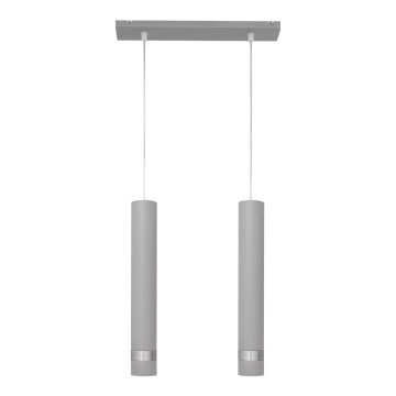 LED Підвісна люстра TUBA 2xGU10/4,8W/230V сірий/матовий хром