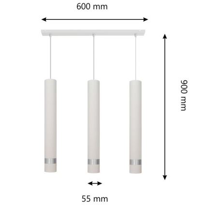 LED Підвісна люстра TUBA 3xGU10/4,8W/230V білий/матовий хром