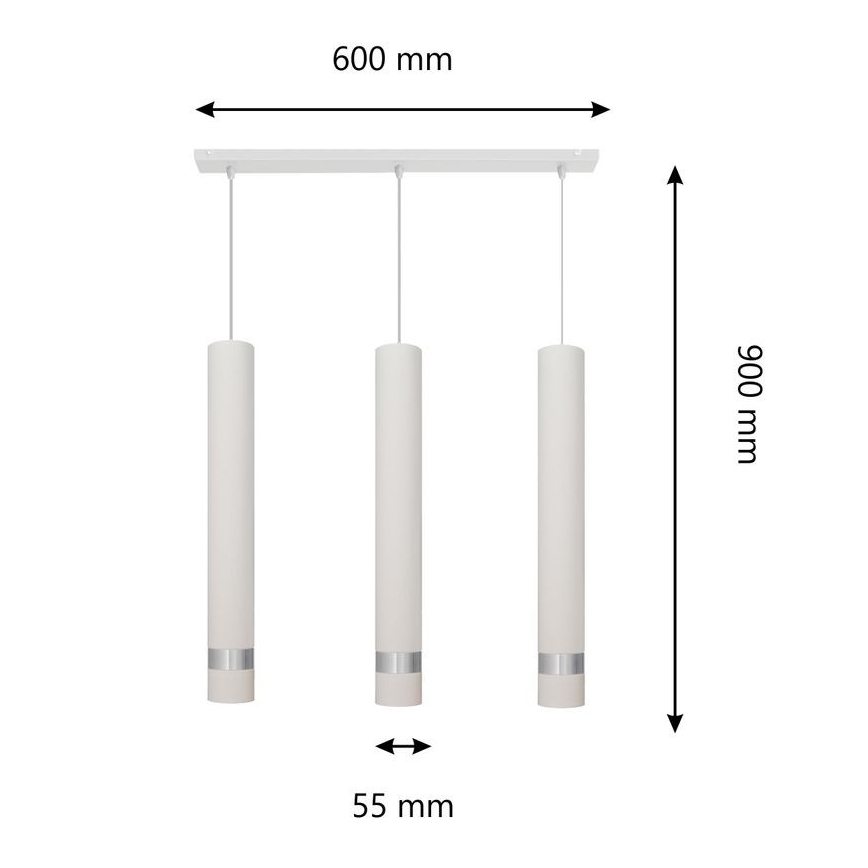 LED Підвісна люстра TUBA 3xGU10/4,8W/230V білий/матовий хром
