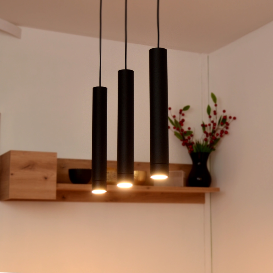 LED Підвісна люстра TUBA 3xGU10/4,8W/230V чорний