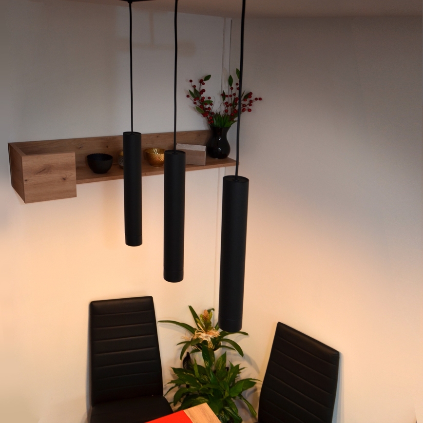 LED Підвісна люстра TUBA 3xGU10/4,8W/230V чорний