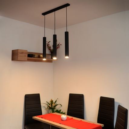 LED Підвісна люстра TUBA 3xGU10/4,8W/230V чорний