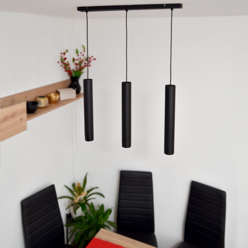 LED Підвісна люстра TUBA 3xGU10/4,8W/230V чорний