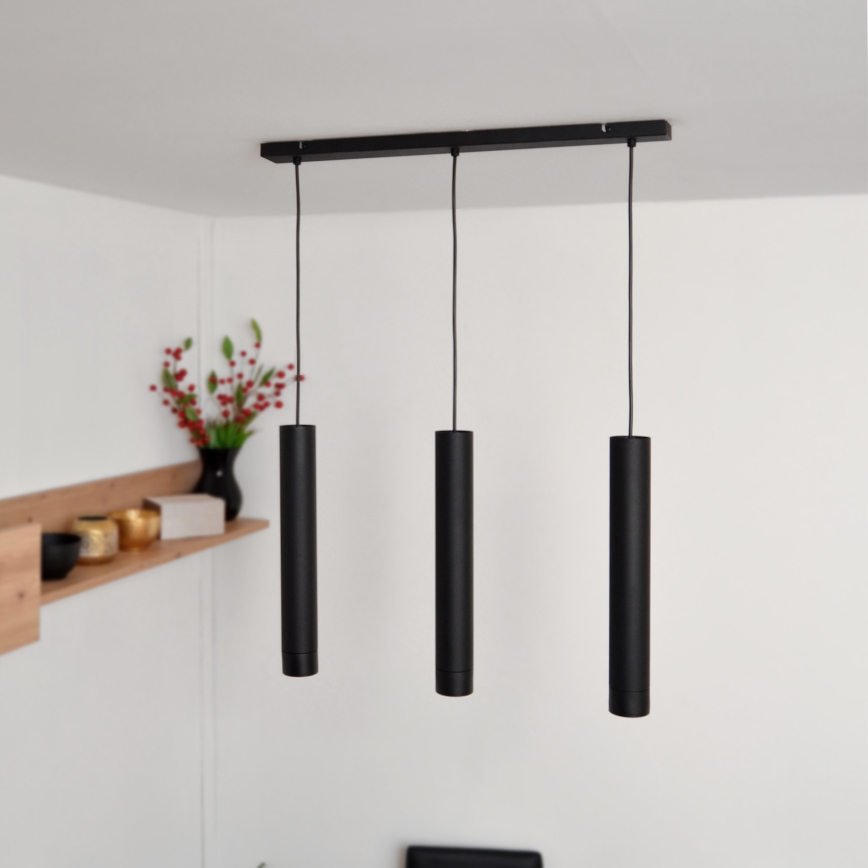 LED Підвісна люстра TUBA 3xGU10/4,8W/230V чорний