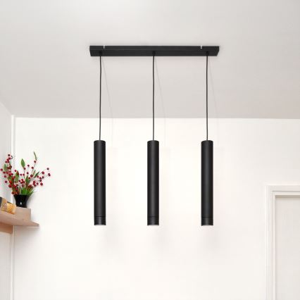 LED Підвісна люстра TUBA 3xGU10/4,8W/230V чорний