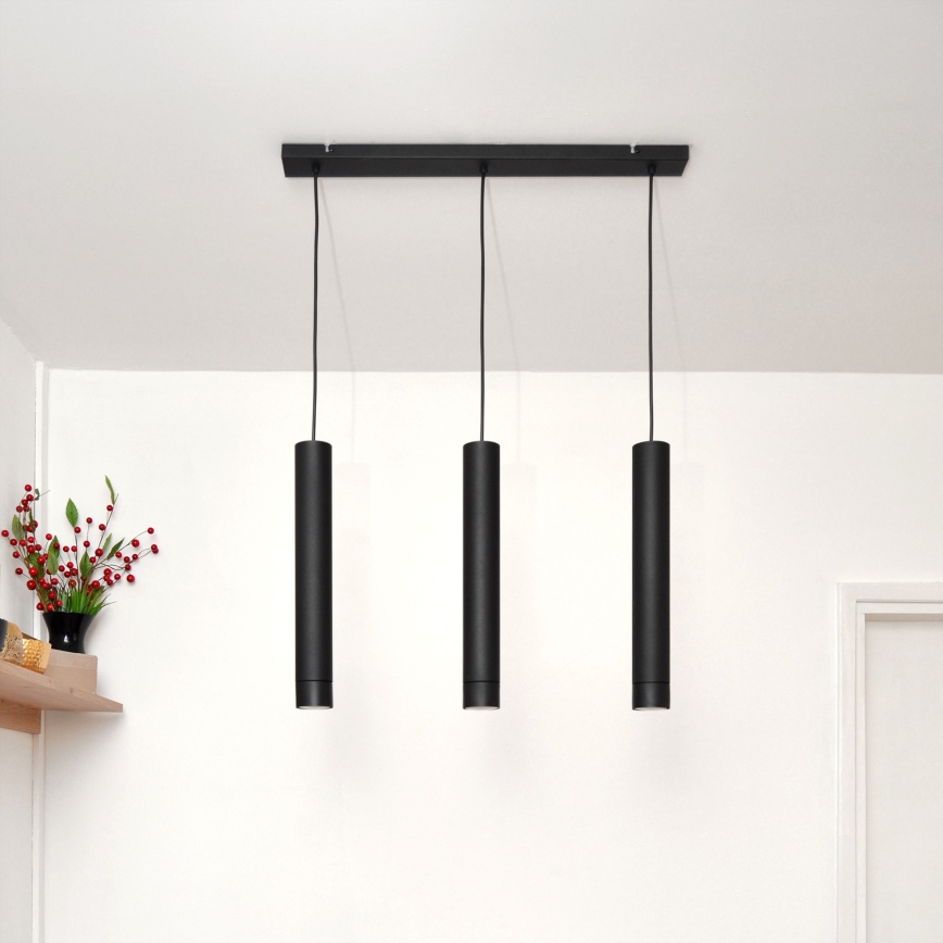 LED Підвісна люстра TUBA 3xGU10/4,8W/230V чорний