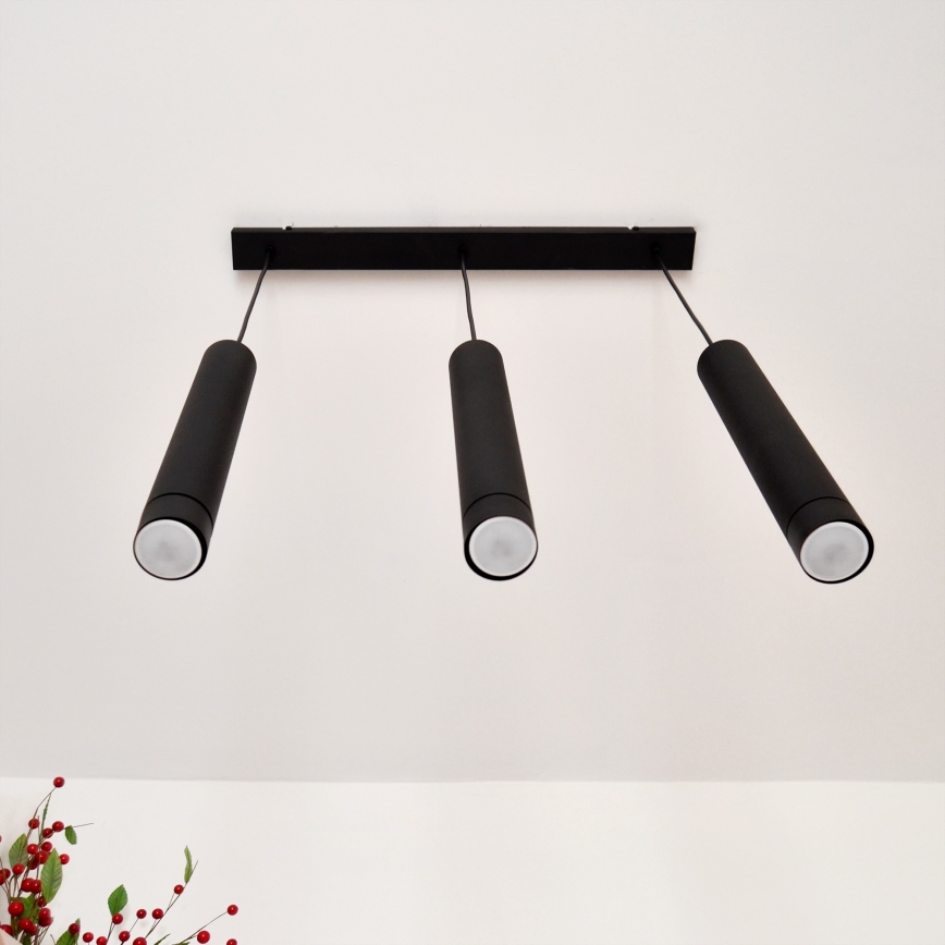 LED Підвісна люстра TUBA 3xGU10/4,8W/230V чорний