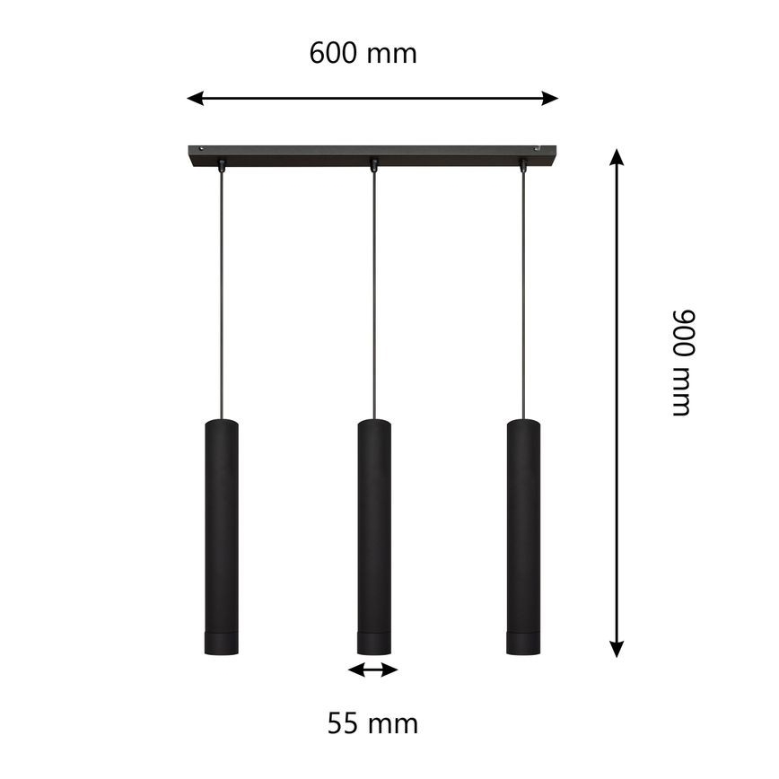 LED Підвісна люстра TUBA 3xGU10/4,8W/230V чорний