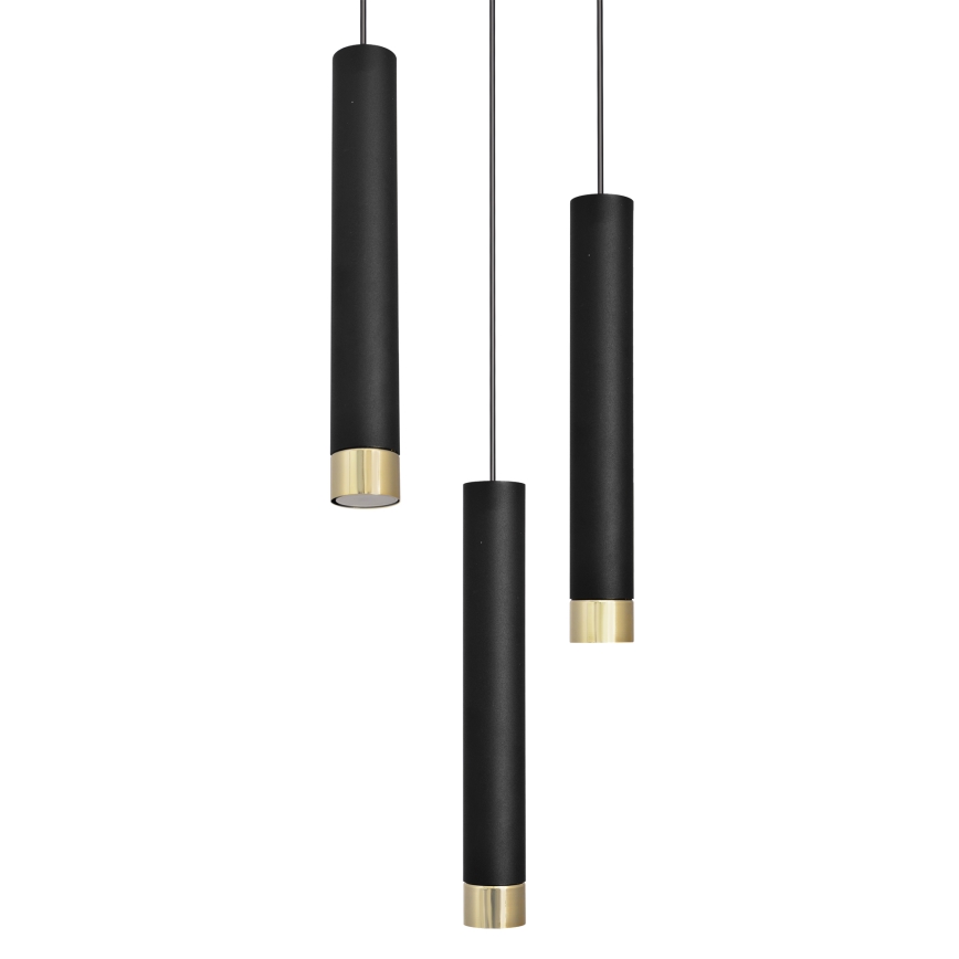 LED Підвісна люстра TUBA 3xGU10/6,5W/230V чорний/золотий