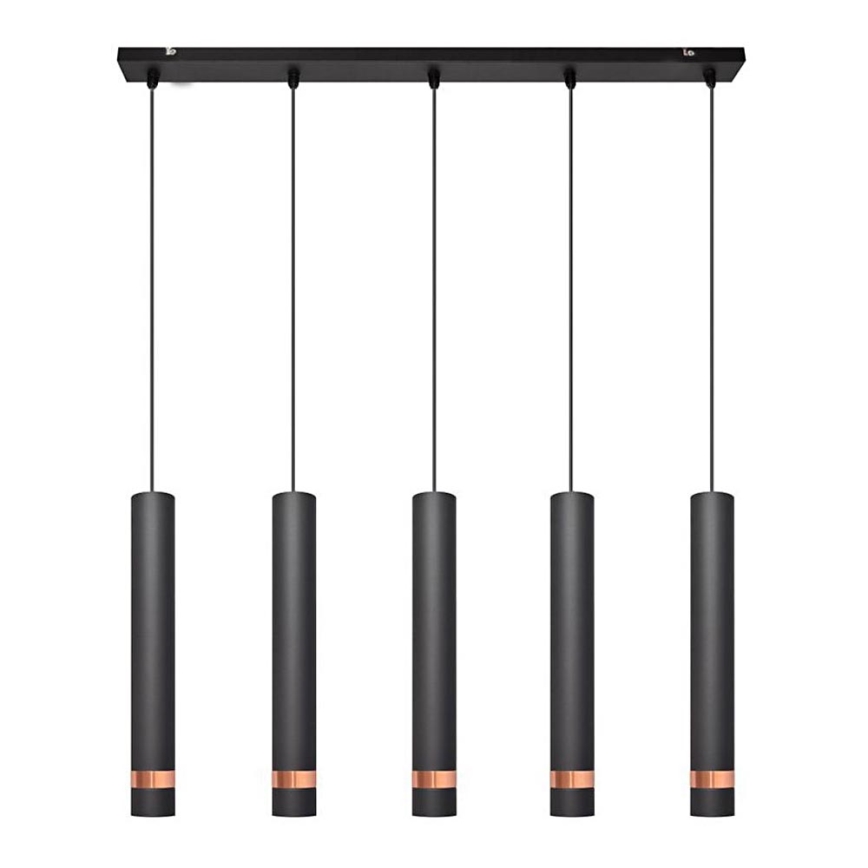 LED Підвісна люстра TUBA 5xGU10/6,5W/230V чорний/мідний