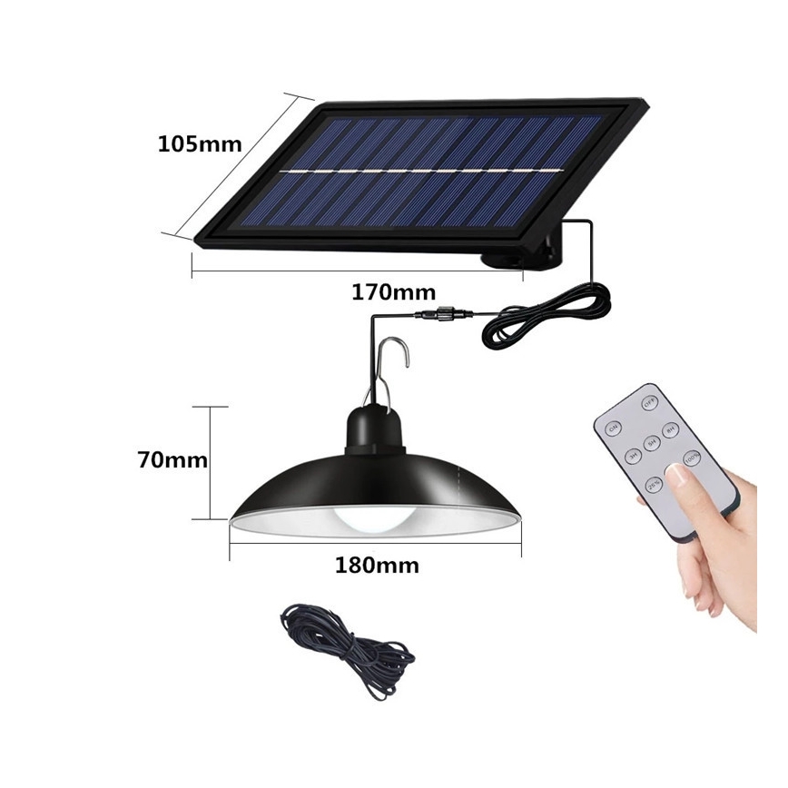 LED Підвісна люстра з регулюванням яскравості на сонячній батареї LED/1,8W/3,7V IP44 6500K 1600 mAh + пульт дистанційного керування