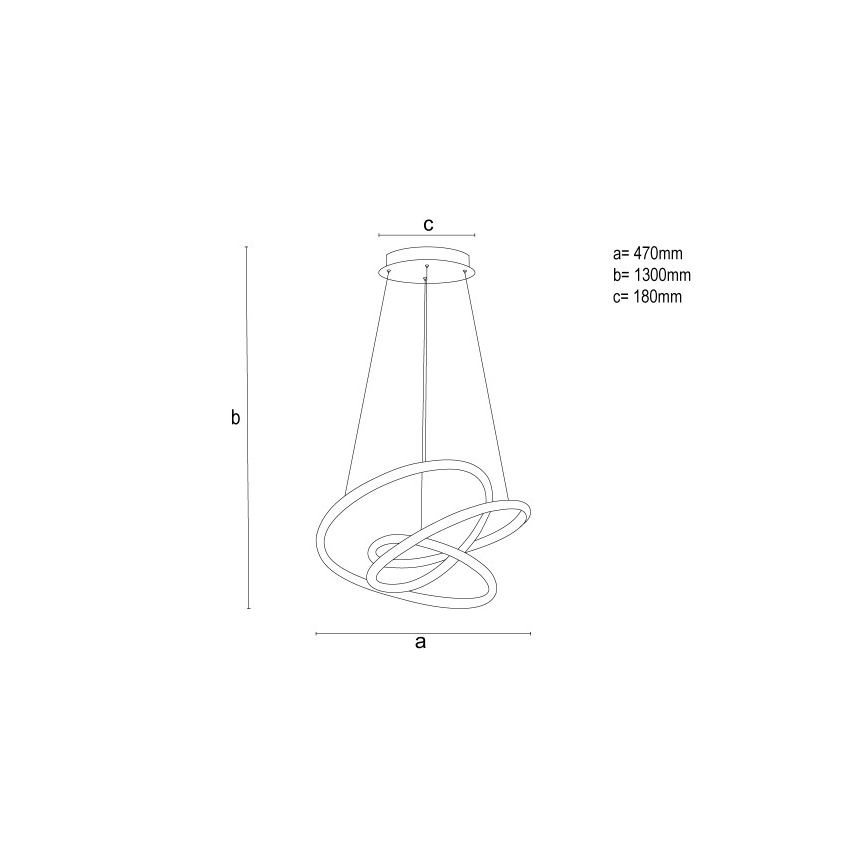 Світлодіодна люстра на тросі з регульованою яскравістю LED, 90 Вт, 230 В, 3000–6500 К, діаметром 47 см + пульт дистанційного керування